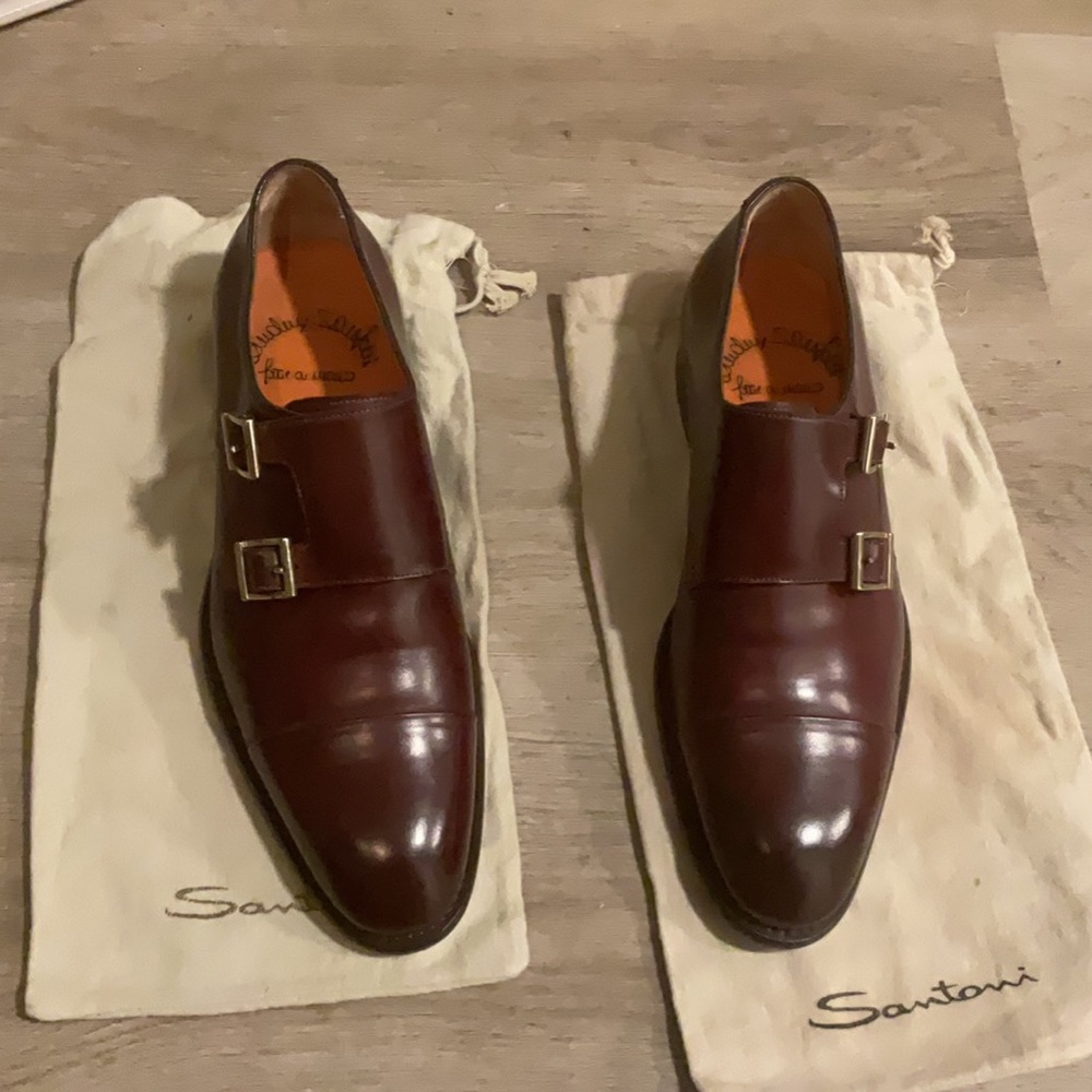 Santoni Brown Leather Oxfords Timeless Elegance